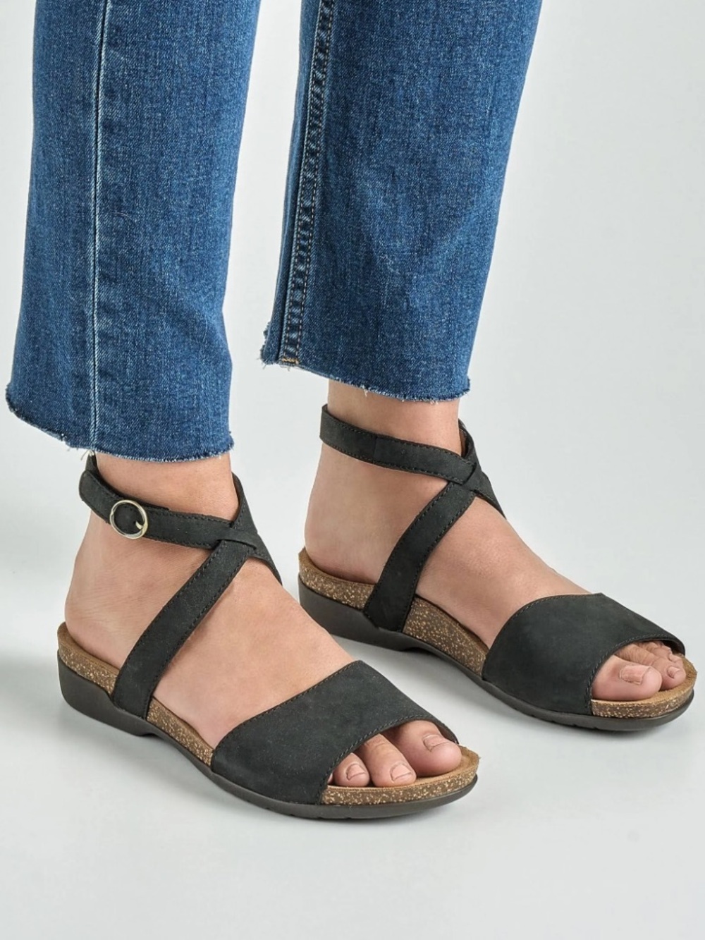 Dansko Rafferty Navy Ankle-Strap Cork-Trim Sandals Women’s Size 40